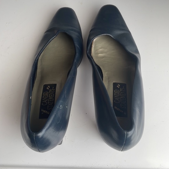 candid statements world heels leather navy blue kitten heel pumps size 7… - Picture 4 of 10